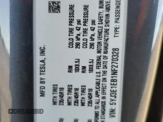 2022 Tesla Model 3 Long Range z VIN 5YJ3E1EB1NF270328, wystawiony jako Copart lot #48076395 z przebiegiem 45 595 mil mil oraz Szkoda całkowita • Salvage title. Historia ofert i sprzedaży dostępna na DreamBid. Obrazek 16.