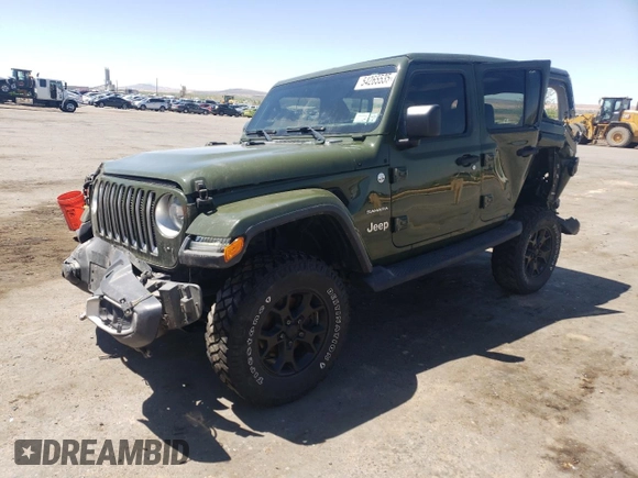 2020 Jeep Wrangler Unlimited Sahara with VIN 1C4HJXEG9LW311913, listed as a Copart auction lot 54265535 with 43,893 mi miles and Salvage title. Bid and sale history available at DreamBid. Image 1.