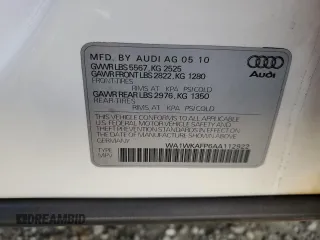 2010 Audi Q5 Prestige with VIN WA1WKAFP6AA112922, listed as a Copart auction lot 50549145 with 243,193 mi miles and Salvage title. Bid and sale history available at DreamBid. Image 16.