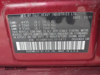 2012 Subaru Legacy Premium with VIN 4S3BMBF60C3015413, listed as a IAAI auction lot 42579590 with 186,399 mi miles and . Bid and sale history available at DreamBid. Image 9.
