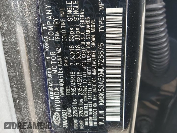 2021 Hyundai Kona Ultimate with VIN KM8K53A5XMU728876, listed as a Copart auction lot 78935024 with 36,198 mi miles and Salvage Title. Bid and sale history available at carsss.com. Image 15.