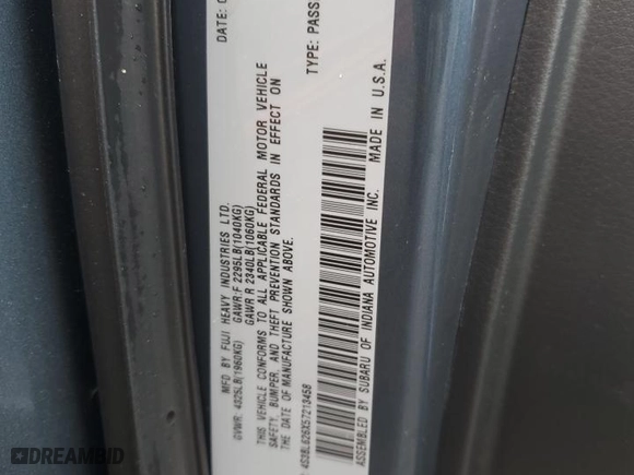 2005 Subaru Legacy Sedan (Natl) Ltd with VIN 4S3BL626X57213458, listed as a Copart auction lot 81824214 with 191,930 mi miles and Salvage Title. Bid and sale history available at carsss.com. Image 12.