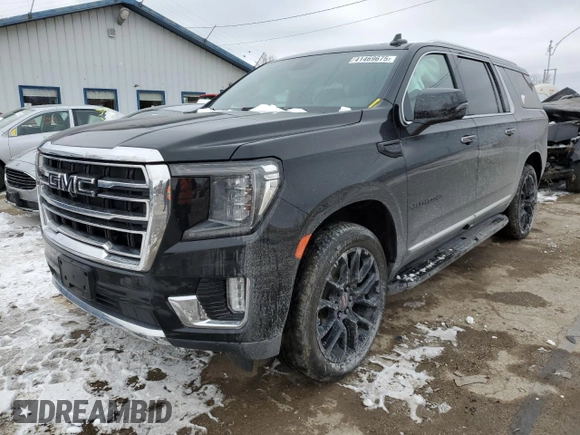 2023 GMC Yukon XL SLT with VIN 1GKS2GKD5PR349628, listed as a Copart auction lot 41469675 with 39,598 mi miles and Salvage Title. Bid and sale history available at DreamBid. Image 1.