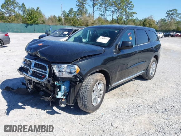 2013 Dodge Durango SXT with VIN 1C4RDJAG2DC617983, listed as a IAAI auction lot 41805992 with 210,560 mi miles and . Bid and sale history available at carsss.com. Image 2.