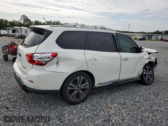 2017 Nissan Pathfinder Platinum with VIN 5N1DR2MN0HC613086, listed as a Copart auction lot 58055945 with 165,759 mi miles and Salvage title. Bid and sale history available at DreamBid. Image 3.