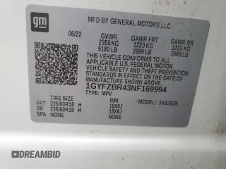 2022 Cadillac XT4 AWD Luxury with VIN 1GYFZBR43NF169994, listed as a Copart auction lot 80216334 with 49,224 mi miles and Non Repairable. Bid and sale history available at carsss.com. Image 16.