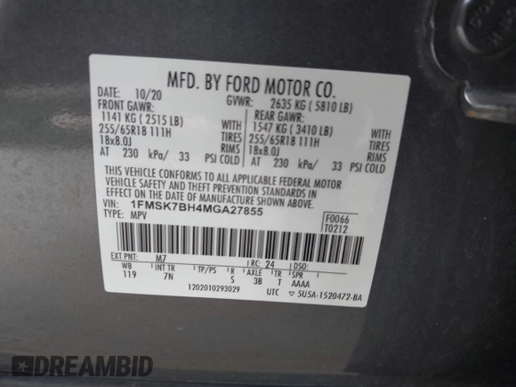 2021 Ford Explorer с VIN 1FMSK7BH4MGA27855, выставлен на аукционе IAAI как лот 42535308 с пробегом 72 912 миль миль и . История ставок и продаж доступна на DreamBid. Изображение 9.