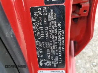 2013 Kia Rio LX with VIN KNADM4A38D6269580, listed as a Copart auction lot 71320864 with Not Provided miles and Non Repairable. Bid and sale history available at DreamBid. Image 12.