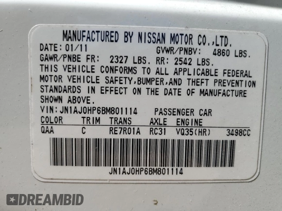 2011 Infiniti EX Journey с VIN JN1AJ0HP6BM801114, выставлен на аукционе Copart как лот 53964745 с пробегом 124 998 миль миль и Списание • Salvage title. История ставок и продаж доступна на DreamBid. Изображение 13.
