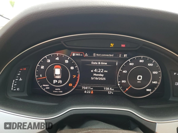 2019 Audi Q7 Premium Plus with VIN WA1LHAF75KD021660, listed as a Copart auction lot 57448675 with 70,411 mi miles and Salvage title. Bid and sale history available at DreamBid. Image 9.