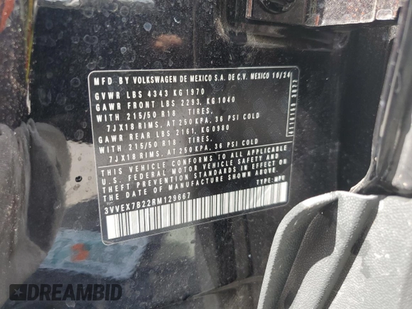 2024 Volkswagen Taos SE z VIN 3VVEX7B22RM129667, wystawiony jako Copart lot #55616565 z przebiegiem Nie podano mil oraz Nie do naprawy • Non repairable. Historia ofert i sprzedaży dostępna na DreamBid. Obrazek 13.
