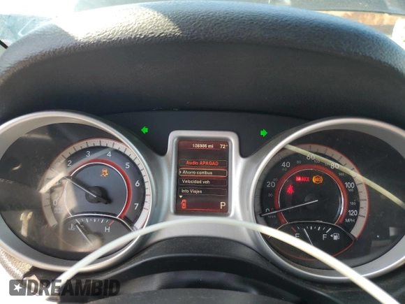 2015 Dodge Journey SXT with VIN 3C4PDCBG6FT718131, listed as a Copart auction lot 62214265 with 108,986 mi miles and Salvage title. Bid and sale history available at DreamBid. Image 9.
