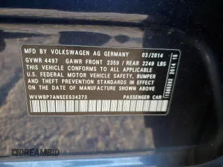 2014 Volkswagen CC R-Line with VIN WVWBP7AN5EE534273, listed as a Copart auction lot 81482754 with 50,669 mi miles and Salvage Title. Bid and sale history available at carsss.com. Image 12.