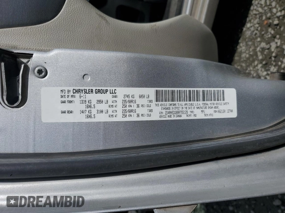 2011 Dodge Grand Caravan Crew with VIN 2D4RN5DG8BR755129, listed as a Copart auction lot 50531765 with 153,104 mi miles and Salvage Title. Bid and sale history available at DreamBid. Image 13.