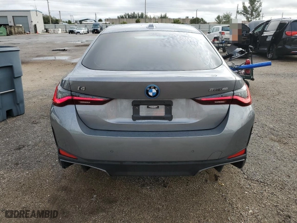 2023 BMW i4 eDrive40 with VIN WBY73AW0XPFP66343, listed as a Copart auction lot 82095563 with 13,724 mi miles. Bid and sale history available at carsss.com. Image 6.
