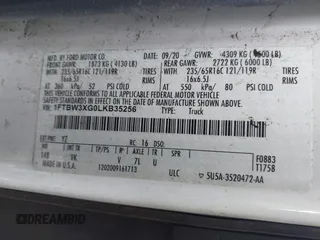 2020 Ford Transit Cargo with VIN 1FTBW3XG0LKB35256, listed as a IAAI auction lot 42537202 with 448,391 mi miles and . Bid and sale history available at DreamBid. Image 9.