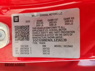 2020 Chevrolet Colorado 2WD Work Truck with VIN 1GCGSBEN3L1216139, listed as a Copart auction lot 61880755 with 84,944 mi miles and Salvage title. Bid and sale history available at DreamBid. Image 13.