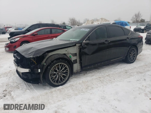 2019 Genesis G80 3.3T Sport with VIN KMHGN4JB0KU285684, listed as a Copart auction lot 42705015 with 104,352 mi miles and Salvage Title. Bid and sale history available at carsss.com. Image 1.