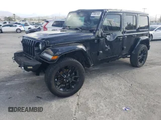 2021 Jeep Wrangler Unlimited Sahara High Altitude z VIN 1C4HJXEM0MW669053, wystawiony jako Copart lot #47887465 z przebiegiem Nie podano mil oraz Szkoda całkowita • Salvage title. Historia ofert i sprzedaży dostępna na DreamBid. Obrazek 1.