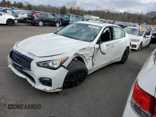 2017 Infiniti Q50 Red Sport 400 with VIN JN1FV7AR9HM870161, listed as a Copart auction lot 84621624 with 68,890 mi miles and Salvage title. Bid and sale history available at DreamBid. Image 1.