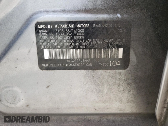 2017 Mitsubishi Mirage ES with VIN ML32F3FJ8HHF11581, listed as a Copart auction lot 61110545 with 116,984 mi miles and Salvage title. Bid and sale history available at DreamBid. Image 12.