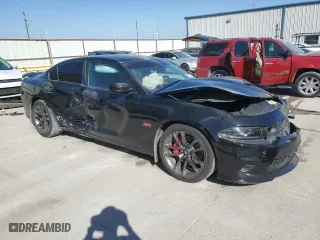 2022 Dodge Charger Scat Pack with VIN 2C3CDXGJXNH180037, listed as a Copart auction lot 77573324 with 15,583 mi miles and Salvage Title. Bid and sale history available at carsss.com. Image 4.