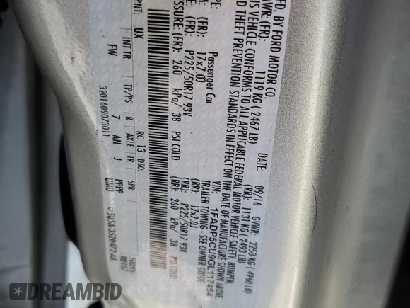 2016 Ford C-Max Energi SEL with VIN 1FADP5CU9GL117454, listed as a Copart auction lot 46304824 with 92,158 mi miles and Non Repairable. Bid and sale history available at carsss.com. Image 14.