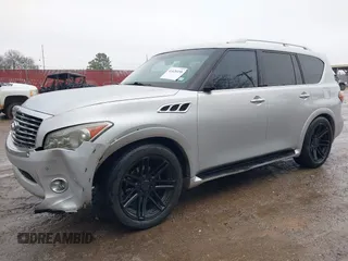 2011 Infiniti QX56 7-passenger with VIN JN8AZ2NFXB9502522, listed as a IAAI auction lot 41420158 with 171,806 mi miles and . Bid and sale history available at DreamBid. Image 2.