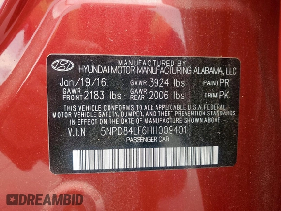 2017 Hyundai Elantra SE with VIN 5NPD84LF6HH009401, listed as a Copart auction lot 62397005 with 81,254 mi miles and Salvage title. Bid and sale history available at DreamBid. Image 12.