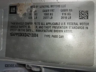 2013 Buick Verano with VIN 1G4PP5SKXD4213084, listed as a IAAI auction lot 42006016 with 195,041 mi miles. Bid and sale history available at carsss.com. Image 9.