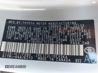 2014 Toyota Corolla L with VIN 2T1BURHE1EC081542, listed as a IAAI auction lot 42124018 with 94,099 mi miles and . Bid and sale history available at DreamBid. Image 9.
