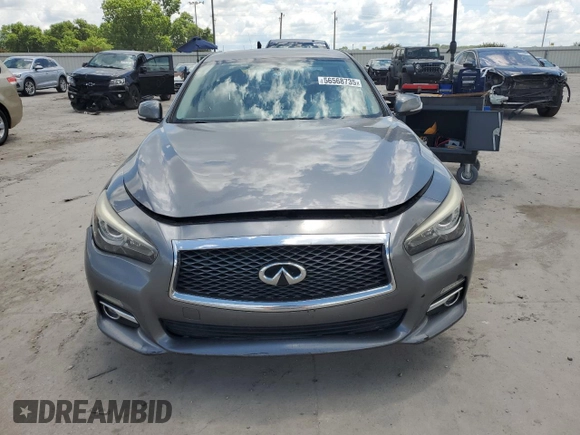 2014 Infiniti Q50 with VIN JN1BV7AP4EM686822, listed as a Copart auction lot 56568735 with 96,133 mi miles and Salvage title. Bid and sale history available at DreamBid. Image 5.