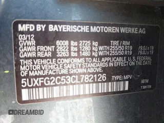 2012 BMW X6 35i z VIN 5UXFG2C53CL782126, wystawiony jako IAAI lot #42005838 z przebiegiem 124 646 mil mil oraz . Historia ofert i sprzedaży dostępna na DreamBid. Obrazek 9.