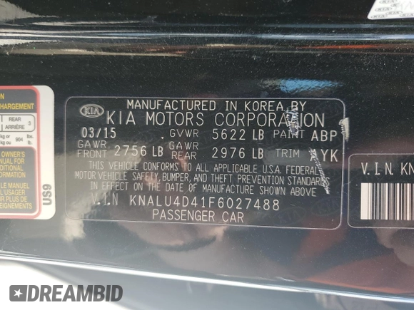 2015 Kia K900 Premium z VIN KNALU4D41F6027488, wystawiony jako Copart lot #65242944 z przebiegiem 102 747 mil mil oraz Szkoda całkowita • Salvage title. Historia ofert i sprzedaży dostępna na DreamBid. Obrazek 12.