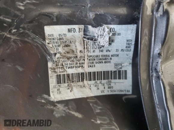 2023 Ford Maverick XL z VIN 3FTTW8F93PRA62423, wystawiony jako Copart lot #45146035 z przebiegiem 31 241 mil mil oraz Szkoda całkowita • Salvage title. Historia ofert i sprzedaży dostępna na DreamBid. Obrazek 12.