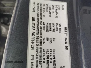 2023 Tesla Model 3 с VIN 5YJ3E1EA2PF644634, выставлен на аукционе Copart как лот 85637384 с пробегом 19 643 миль миль и Списание • Salvage title. История ставок и продаж доступна на DreamBid. Изображение 14.