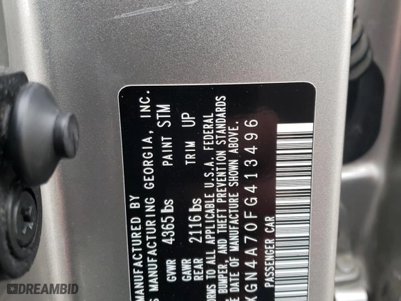 2015 Kia Optima EX with VIN 5XXGN4A70FG413496, listed as a Copart auction lot 49762865 with 178,662 mi miles and Salvage Title. Bid and sale history available at carsss.com. Image 12.