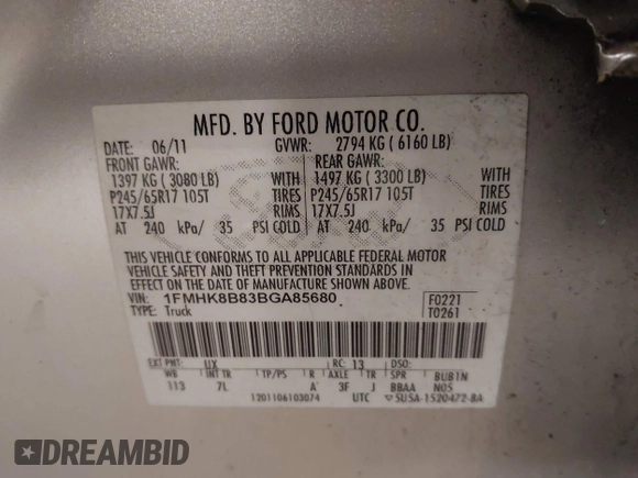 2011 Ford Explorer с VIN 1FMHK8B83BGA85680, выставлен на аукционе IAAI как лот 42505116 с пробегом 354 780 миль миль и . История ставок и продаж доступна на DreamBid. Изображение 9.