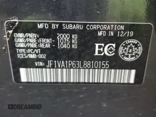 2020 Subaru WRX Limited with VIN JF1VA1P63L8810155, listed as a Copart auction lot 51496715 with 197,213 mi miles and Clean title. Bid and sale history available at DreamBid. Image 13.