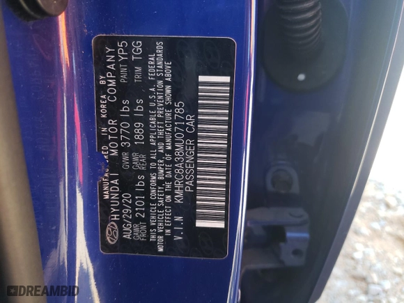 2021 Hyundai Venue SEL with VIN KMHRC8A38MU071785, listed as a Copart auction lot 46892805 with 123,545 mi miles and Salvage Title. Bid and sale history available at carsss.com. Image 16.