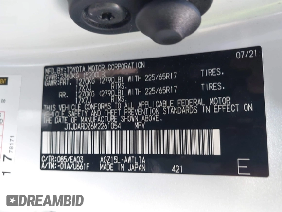 2021 Lexus NX with VIN JTJDARDZ6M2261054, listed as a IAAI auction lot 40991805 with 20,789 mi miles. Bid and sale history available at carsss.com. Image 9.