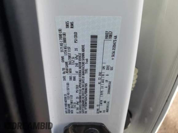 2020 Ford F-150 XL z VIN 1FTEW1E47LFB96705, wystawiony jako Copart lot #86698324 z przebiegiem 88 281 mil mil oraz Szkoda całkowita • Salvage title. Historia ofert i sprzedaży dostępna na DreamBid. Obrazek 14.