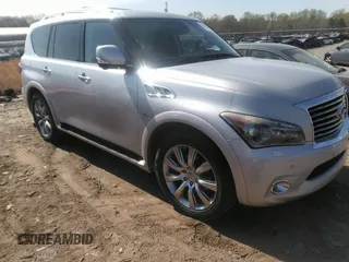 2014 Infiniti QX80 with VIN JN8AZ2NF1E9554660, listed as a IAAI auction lot 41917926 with 180,882 mi miles. Bid and sale history available at carsss.com. Image 1.