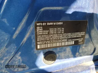 2016 BMW M5 with VIN WBSFV9C53GG343466, listed as a Copart auction lot 76460794 with 66,351 mi miles and Salvage Title. Bid and sale history available at carsss.com. Image 15.