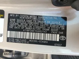 2005 Toyota Camry LE with VIN 4T1BF30K15U603142, listed as a Copart auction lot 54925905 with 295,376 mi miles and Clean Title. Bid and sale history available at DreamBid. Image 12.