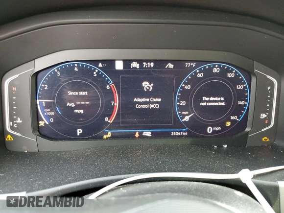 2021 Volkswagen Atlas SEL Premium R-Line with VIN 1V2FE2CA1MC205020, listed as a Copart auction lot 77742994 with 25,047 mi miles and Salvage title. Bid and sale history available at DreamBid. Image 9.