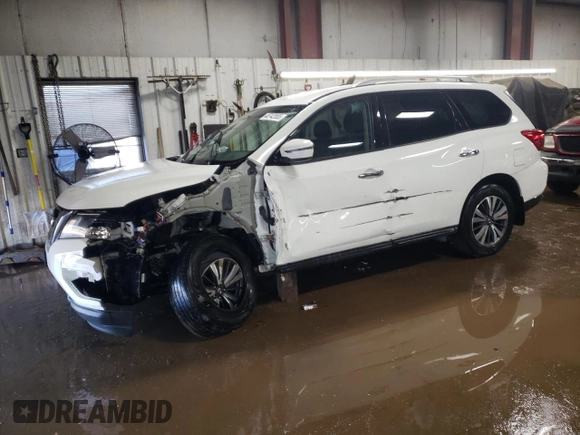 2019 Nissan Pathfinder S with VIN 5N1DR2MM8KC596326, listed as a Copart auction lot 48742555 with 71,577 mi miles and Salvage title. Bid and sale history available at DreamBid. Image 1.