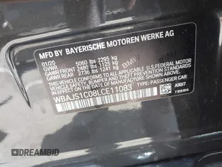 2020 BMW 5 Series 540i with VIN WBAJS1C08LCE11083, listed as a IAAI auction lot 42630909 with 60,519 mi miles and . Bid and sale history available at DreamBid. Image 9.