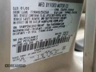2005 Ford Five Hundred SE with VIN 1FAFP26135G148147, listed as a Copart auction lot 84011184 with 216,546 mi miles and Salvage Title. Bid and sale history available at carsss.com. Image 12.