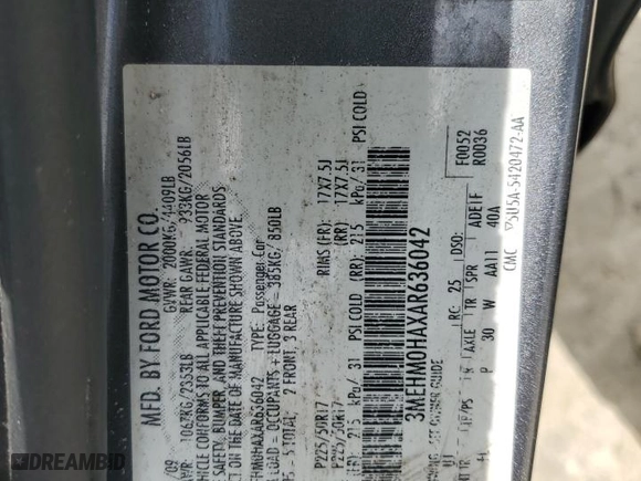 2010 Mercury Milan with VIN 3MEHM0HAXAR636042, listed as a Copart auction lot 70414394 with 118,524 mi miles and Salvage Title. Bid and sale history available at carsss.com. Image 13.